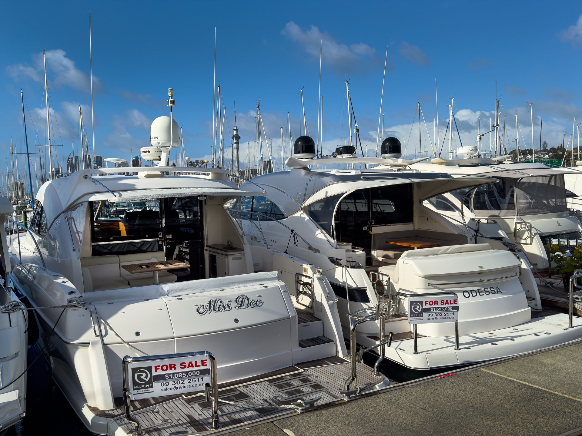 Luxury boats at Westhaven Marina