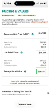 Boat pricing value breakdown